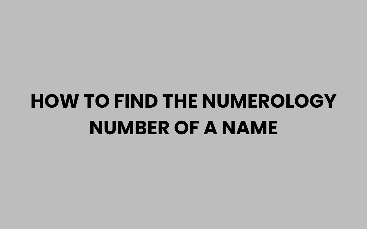 how to find the numerology number of a name