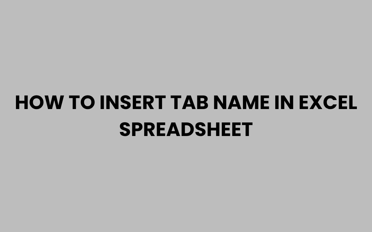 how to insert tab name in excel spreadsheet
