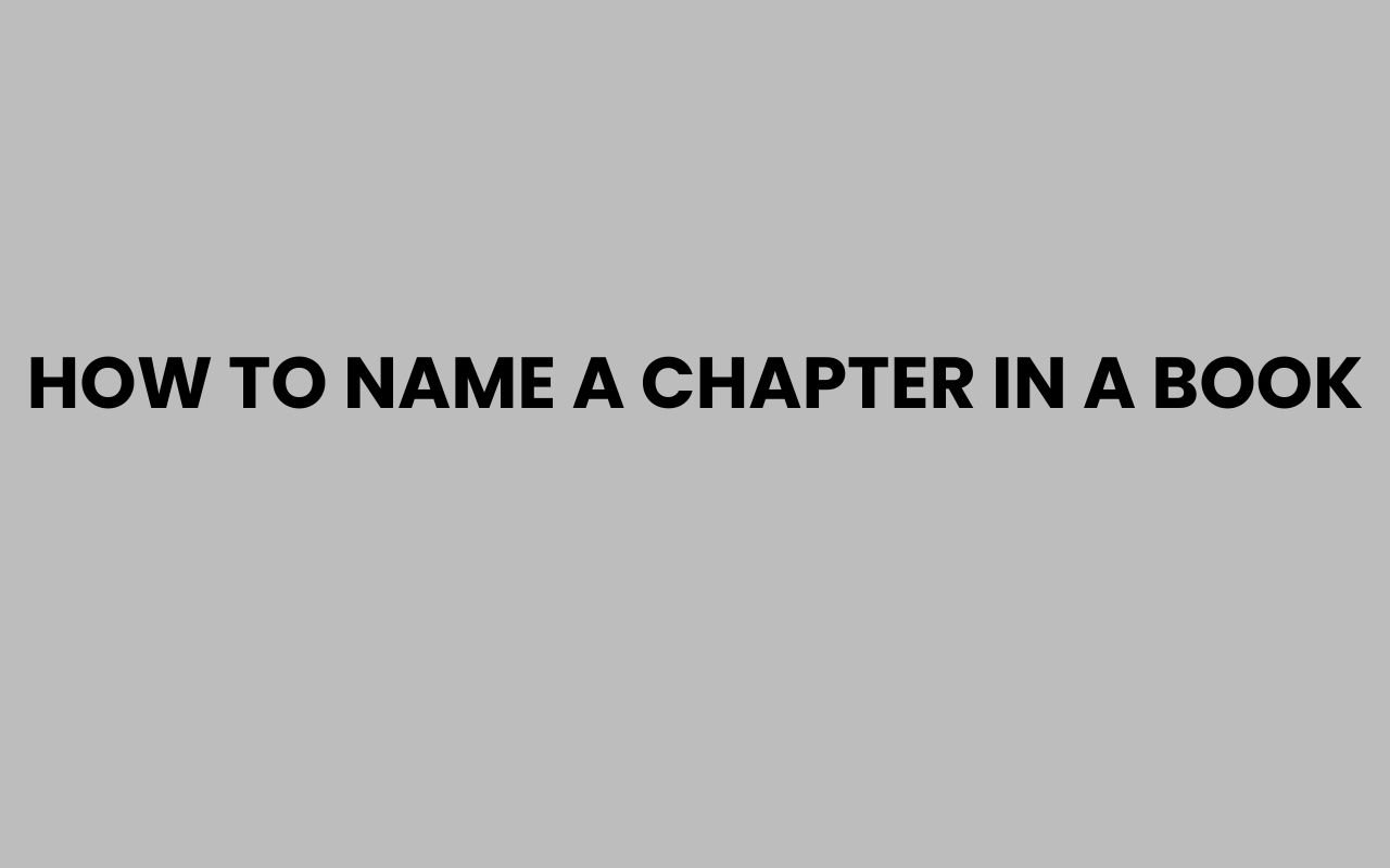 how to name a chapter in a book