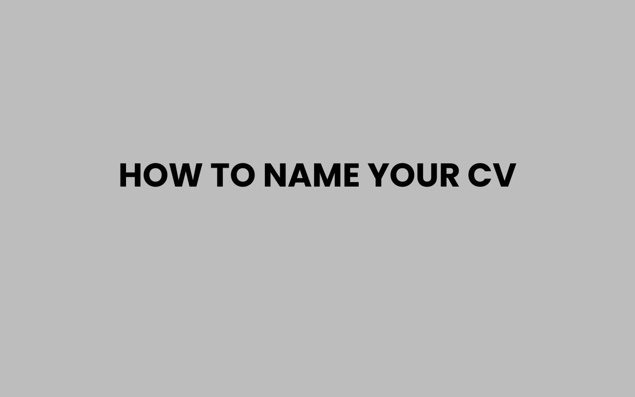 how to name your cv