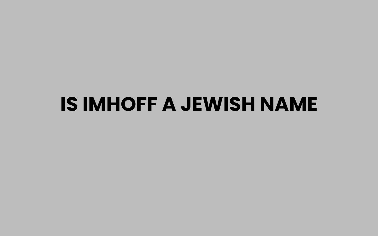 is imhoff a jewish name