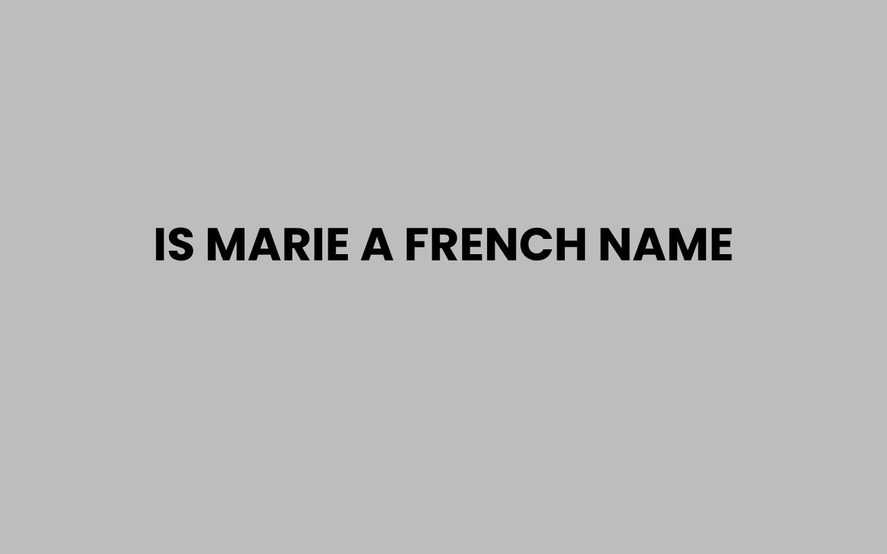 is marie a french name