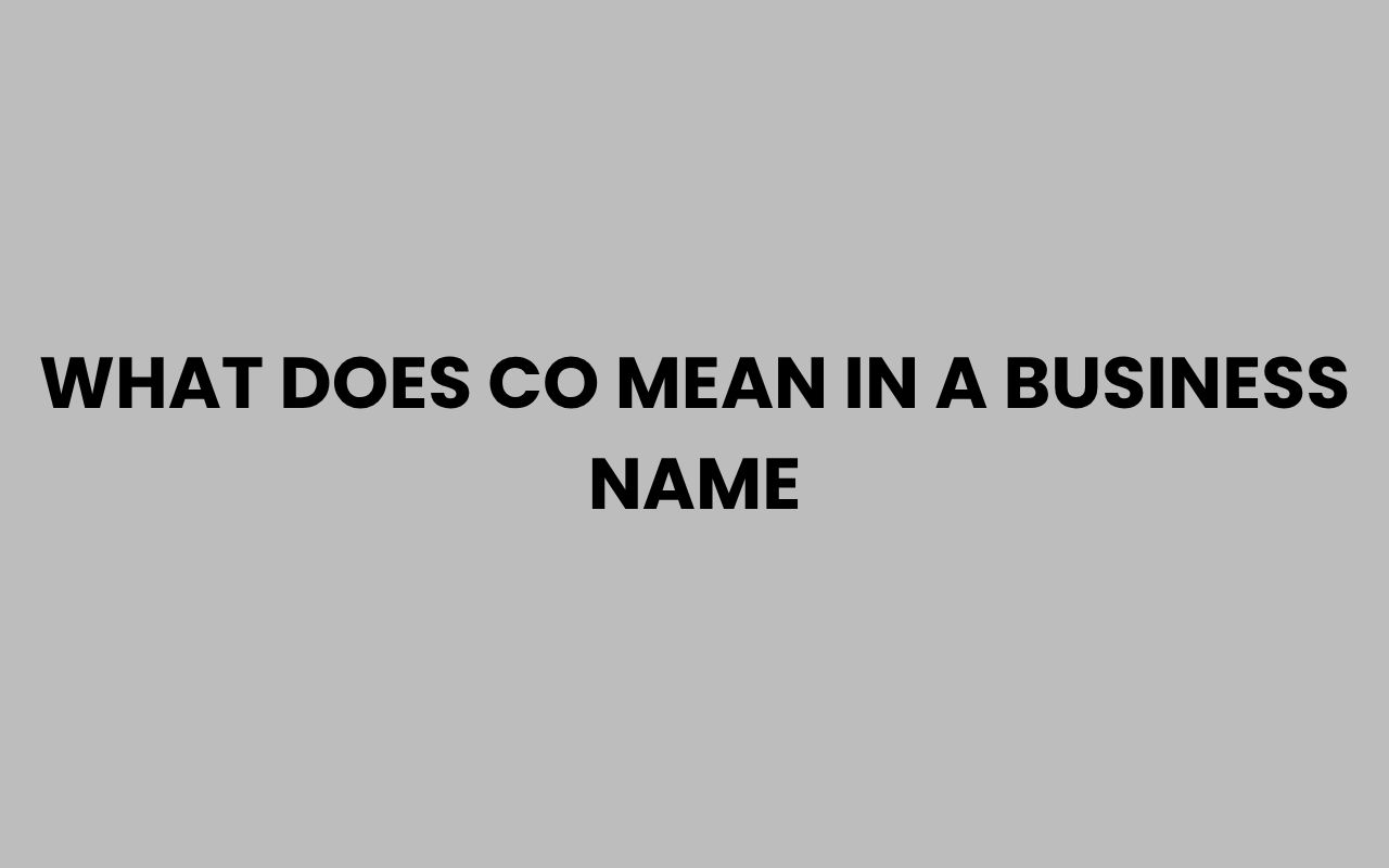 what does co mean in a business name