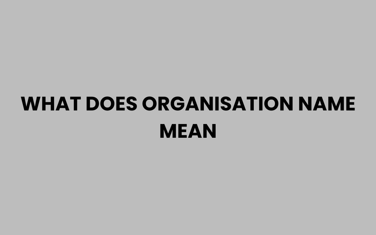 what does organisation name mean