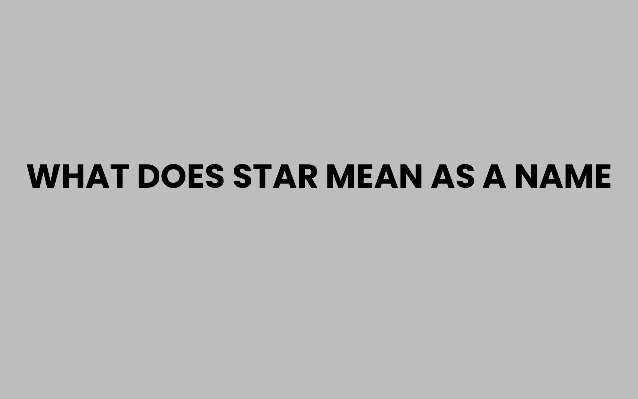 what does star mean as a name