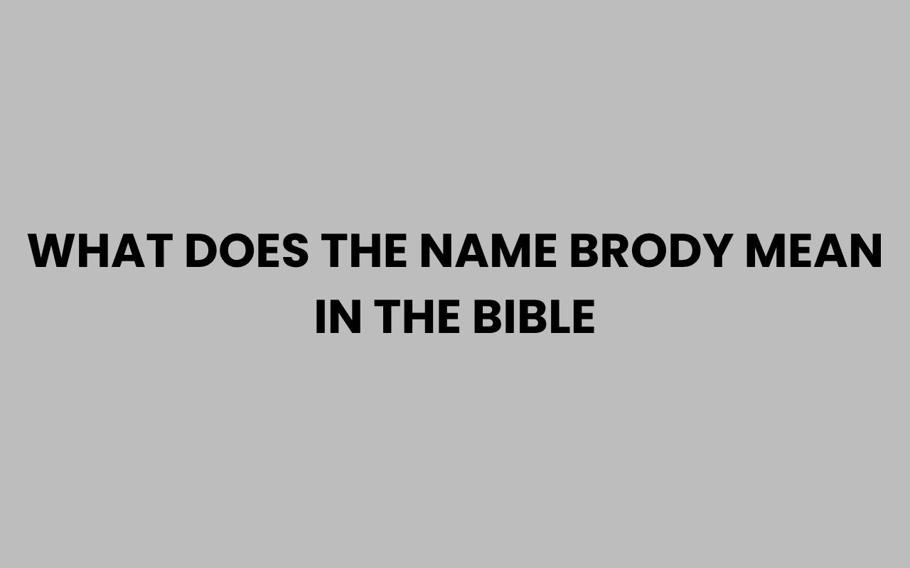 what does the name brody mean in the bible