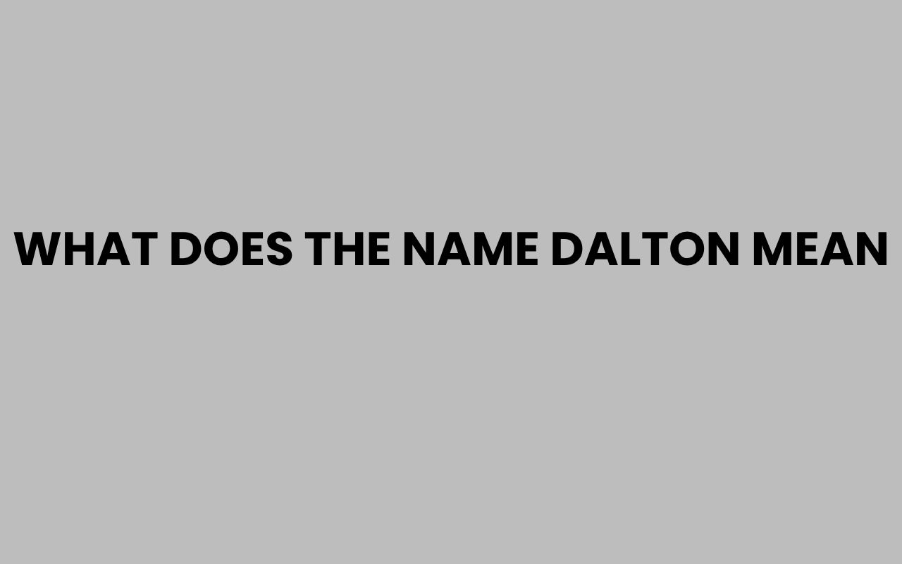 what does the name dalton mean