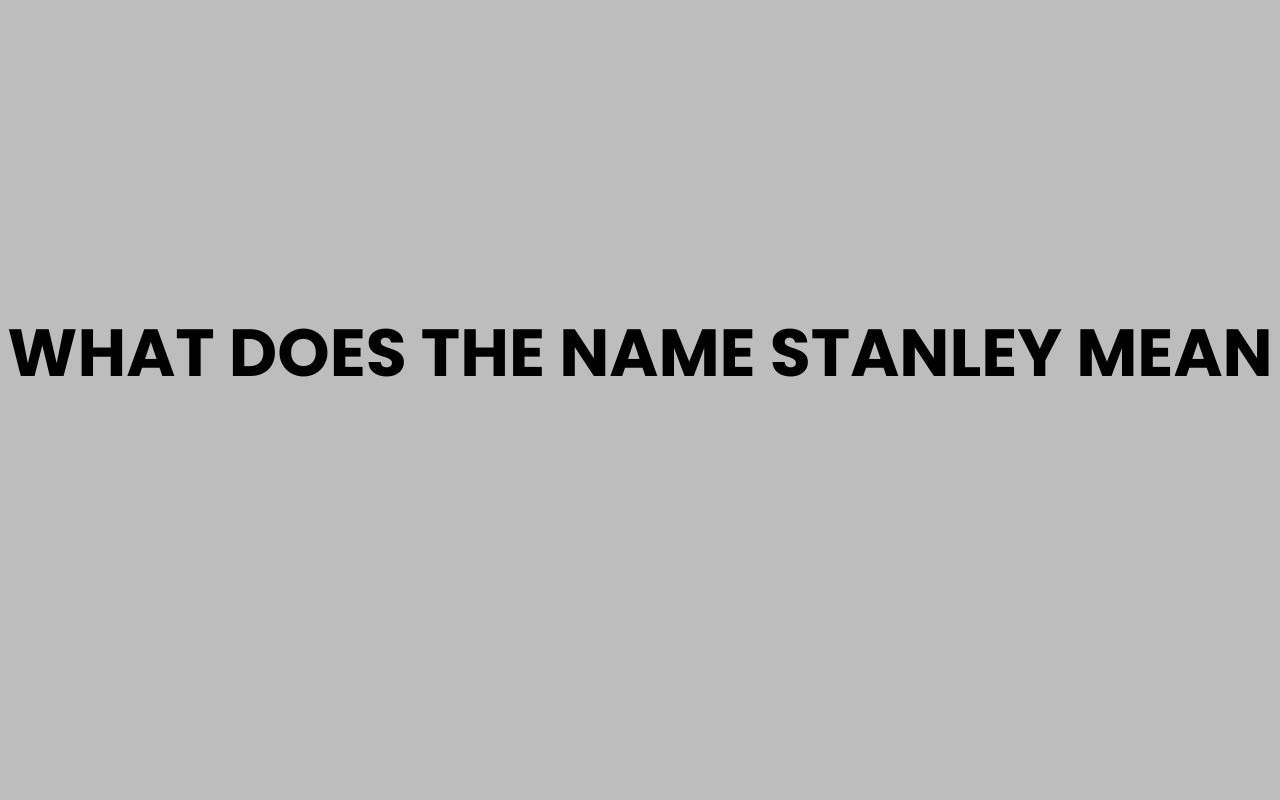 what does the name stanley mean