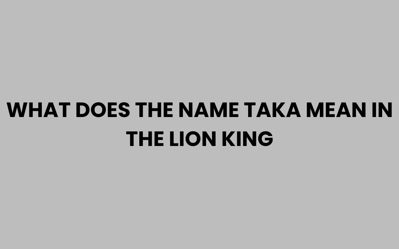 what does the name taka mean in the lion king