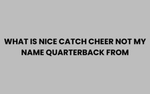 What Is Nice Catch Cheer Not My Name Quarterback From?