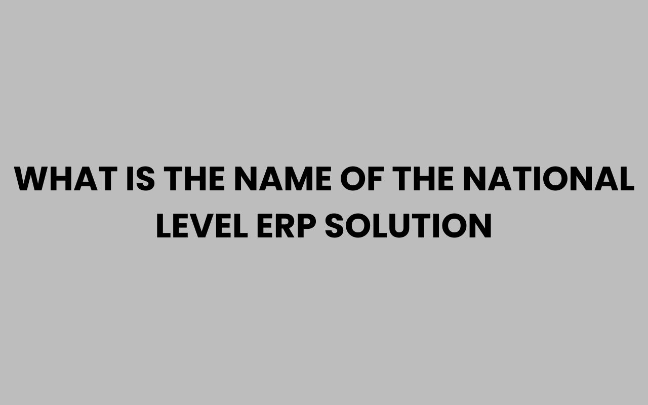 what is the name of the national level erp solution