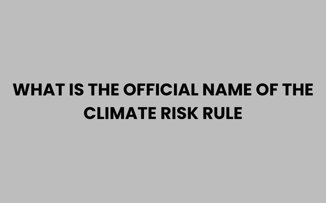 what is the official name of the climate risk rule
