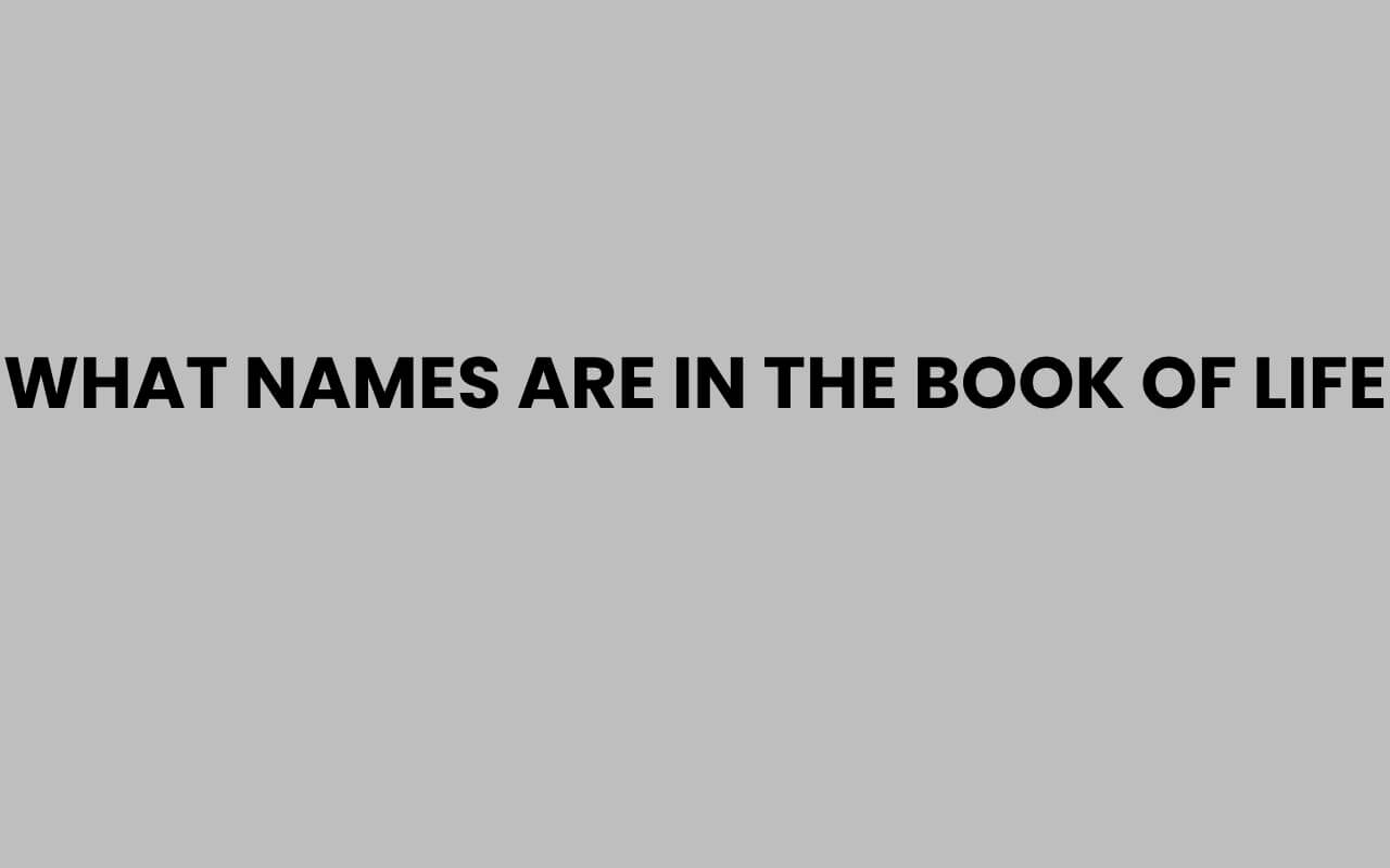 what names are in the book of life