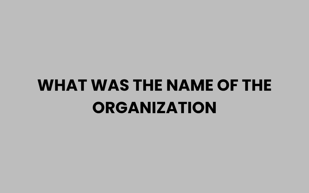 what was the name of the organization