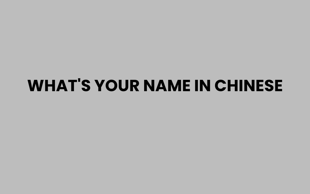 whats your name in chinese