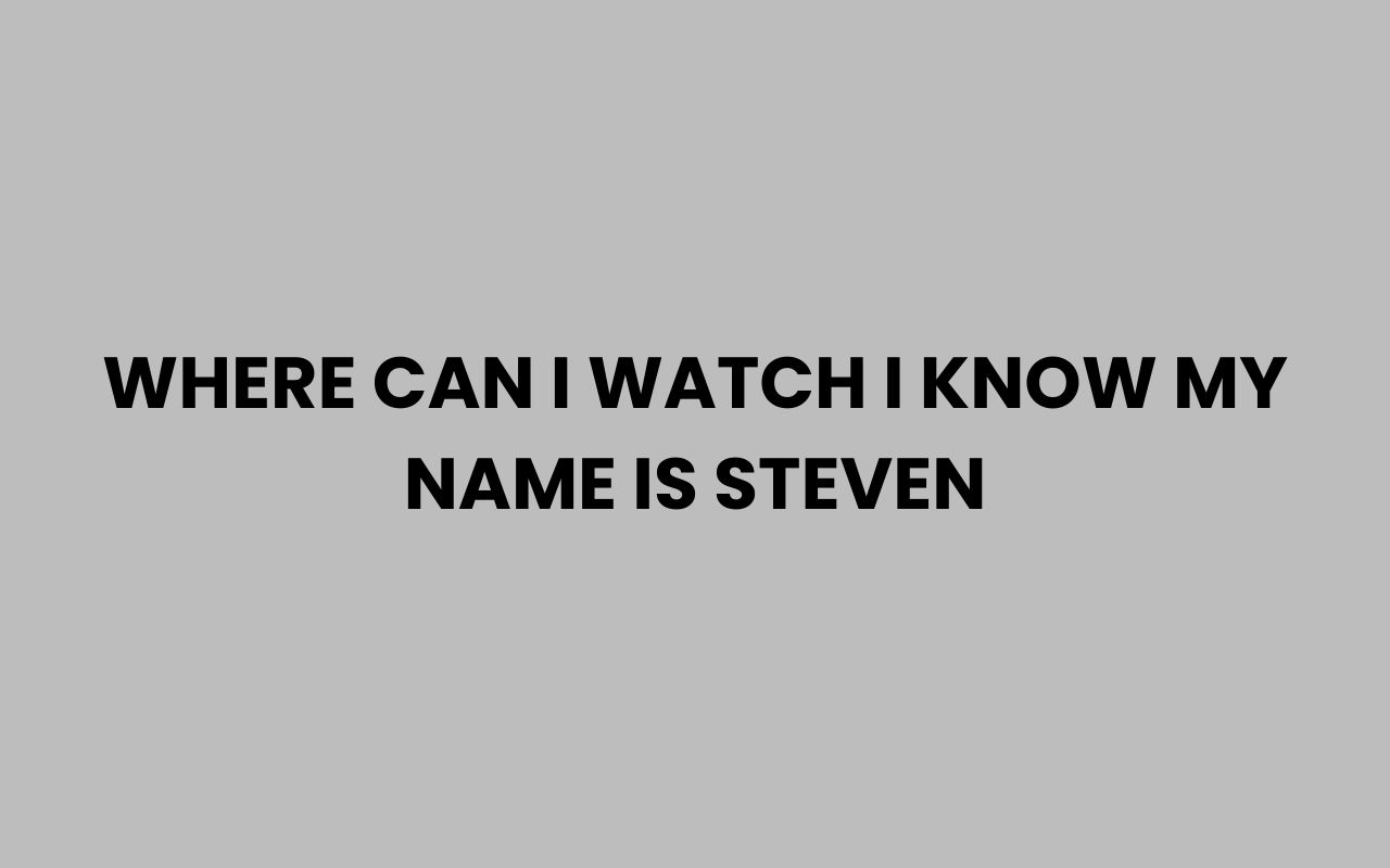 where can i watch i know my name is steven