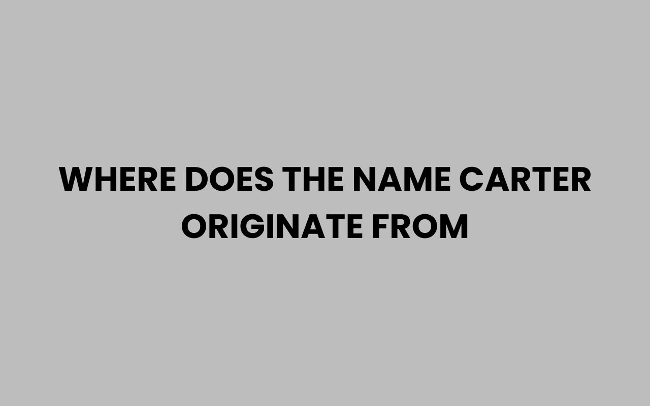 where does the name carter originate from