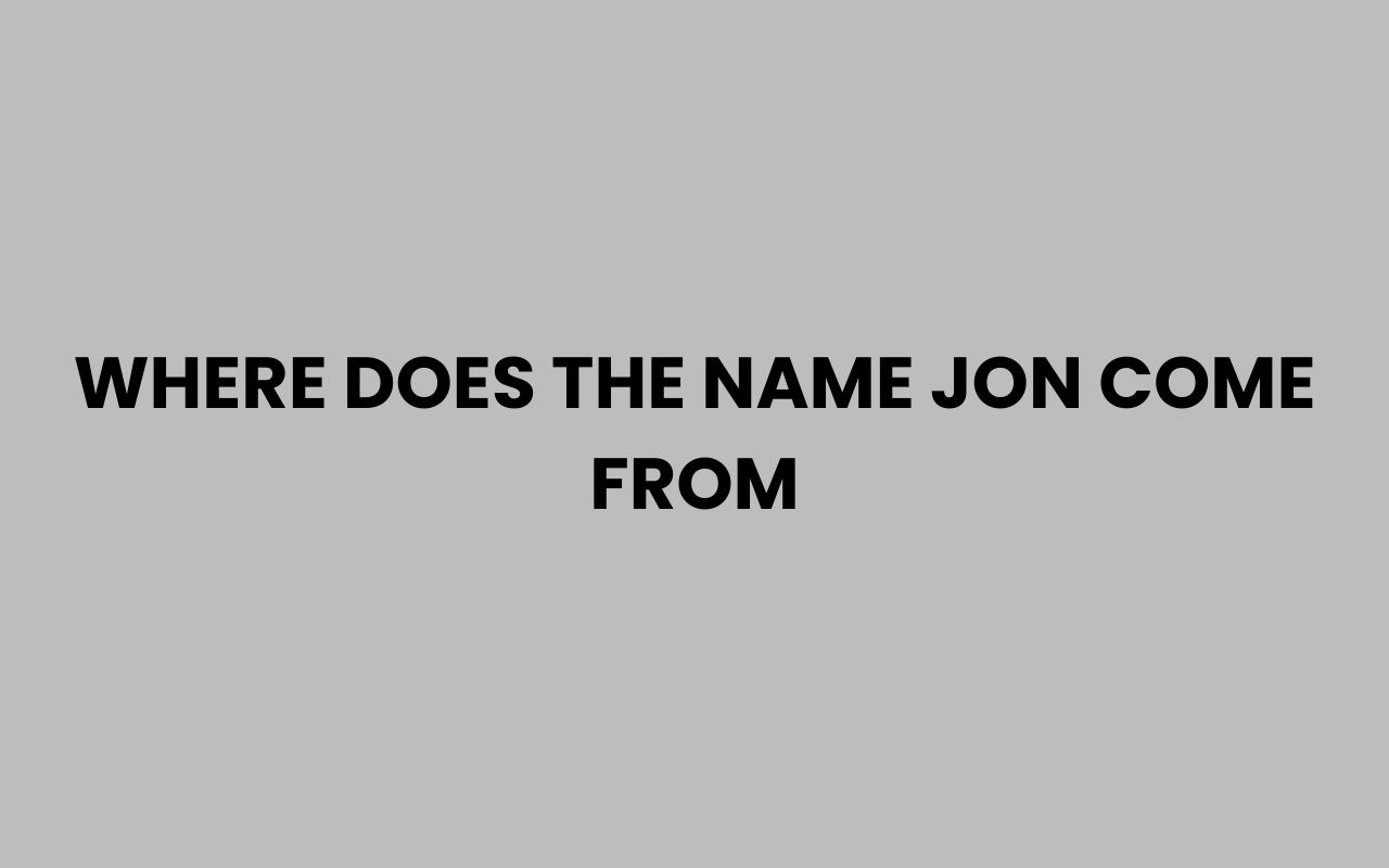 where does the name jon come from