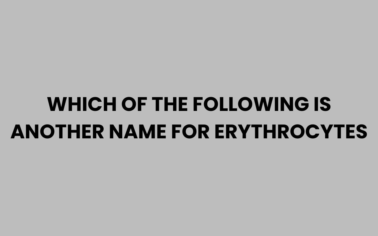 which of the following is another name for erythrocytes