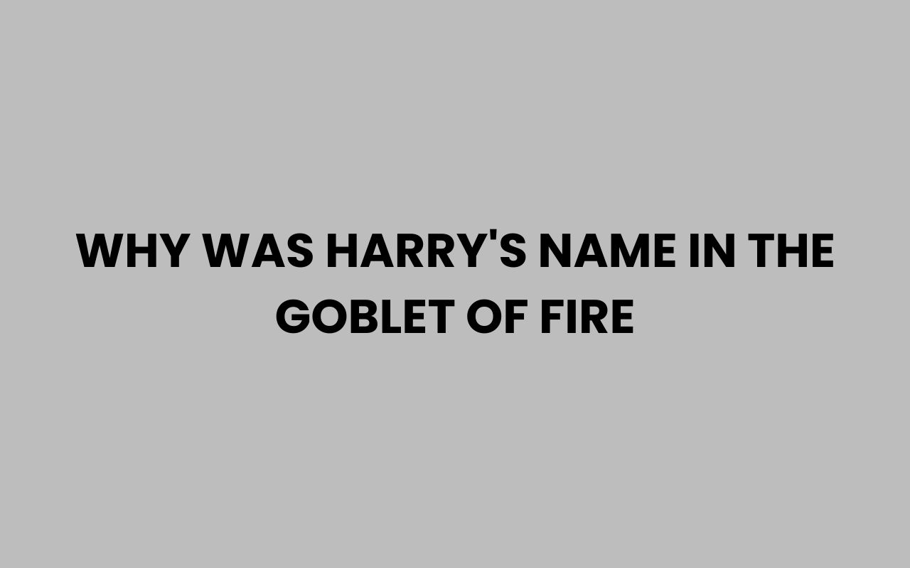 why was harrys name in the goblet of fire
